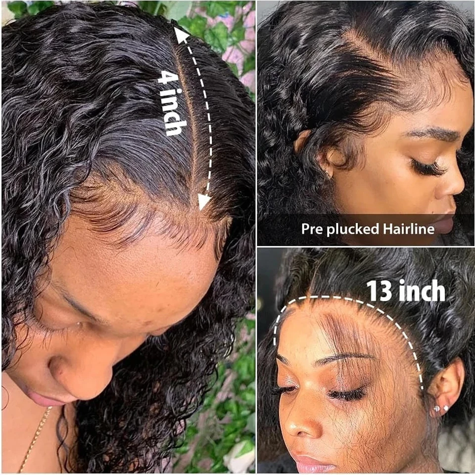 Deep Wave Frontal Wig 13x4 Curly Lace Front Human Hair Water Wave HD Transparent Full Lace 30 32 Inch Loose Deep Wigs For Women