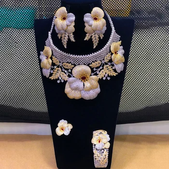 

GODKI Luxury Princess Crown Flower Statement Choker Jewelry sets For Women Wedding African Cubic Zircon CZ Dubai Bridal Jewelry