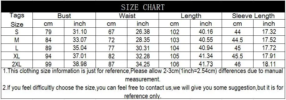 580 size chart