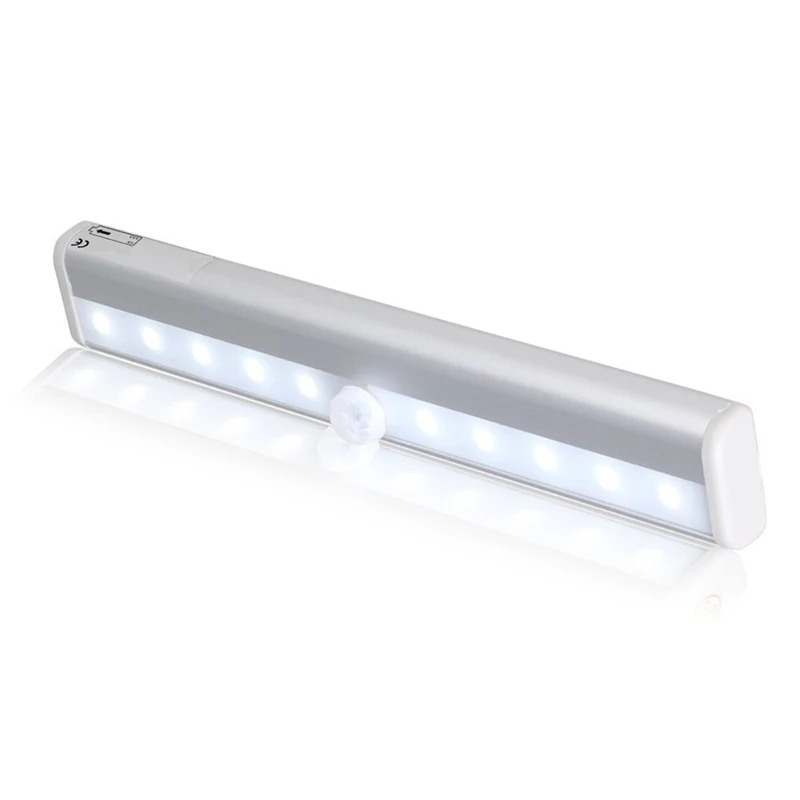 10 LED PIR Motion Sensor USB Charging Closet Lamp Cabinet Night Light Portable
