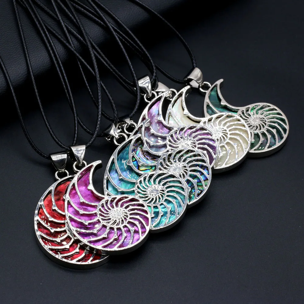 6PCS Natural Alloy Shell Symbol Shape Multicolor Pendant Necklace Exquisite Charms Necklaces Jewelry Making Gift Accessorie