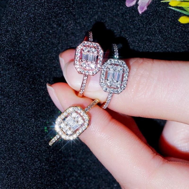 

CWWZircons Very Shiny Cubic Zirconia Pave Love Designer Rose Gold Rings for Women Engagement Wedding Band Boho Jewelry R159