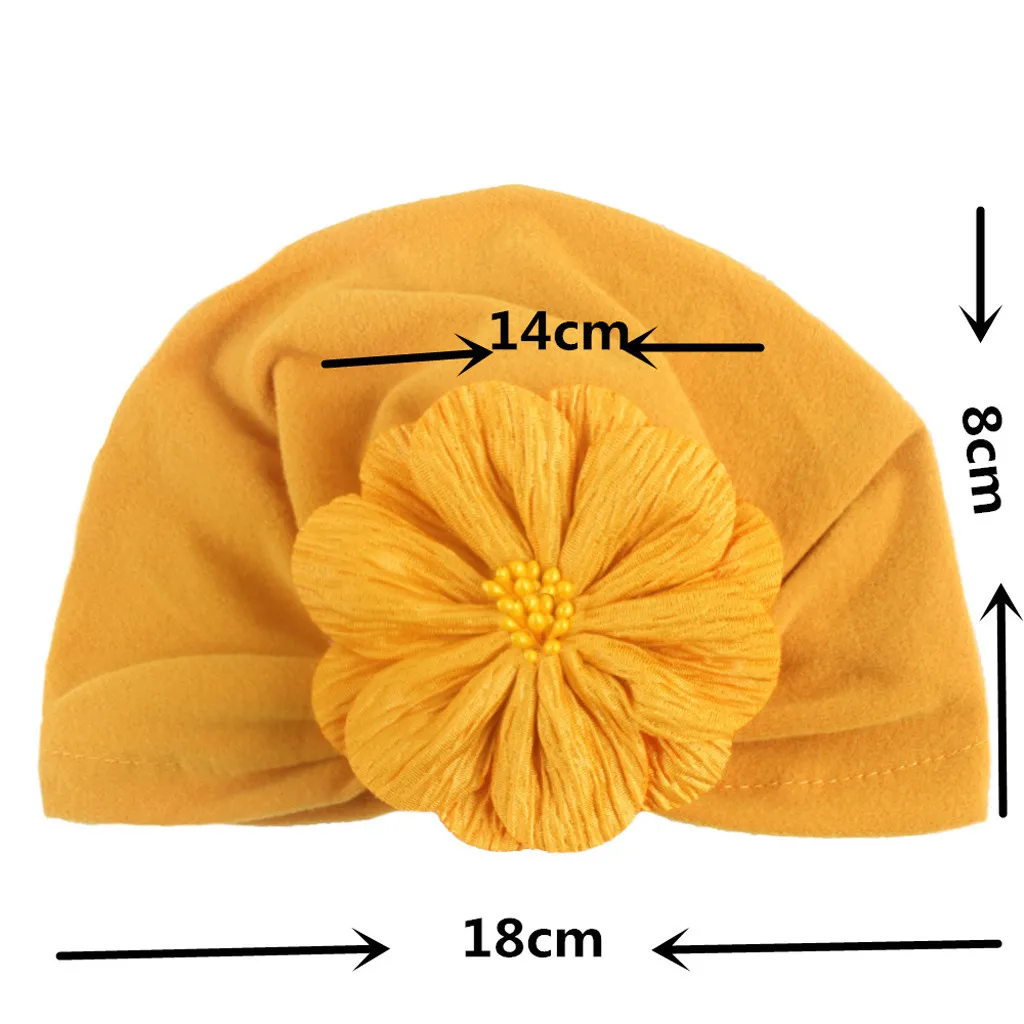 Милая Хлопковая шапочка для новорожденных, маленьких мальчиков и девочек, зимняя теплая шапка с цветком, яркие цвета, однотонная теплая шапочка, шляпы зимние шапки