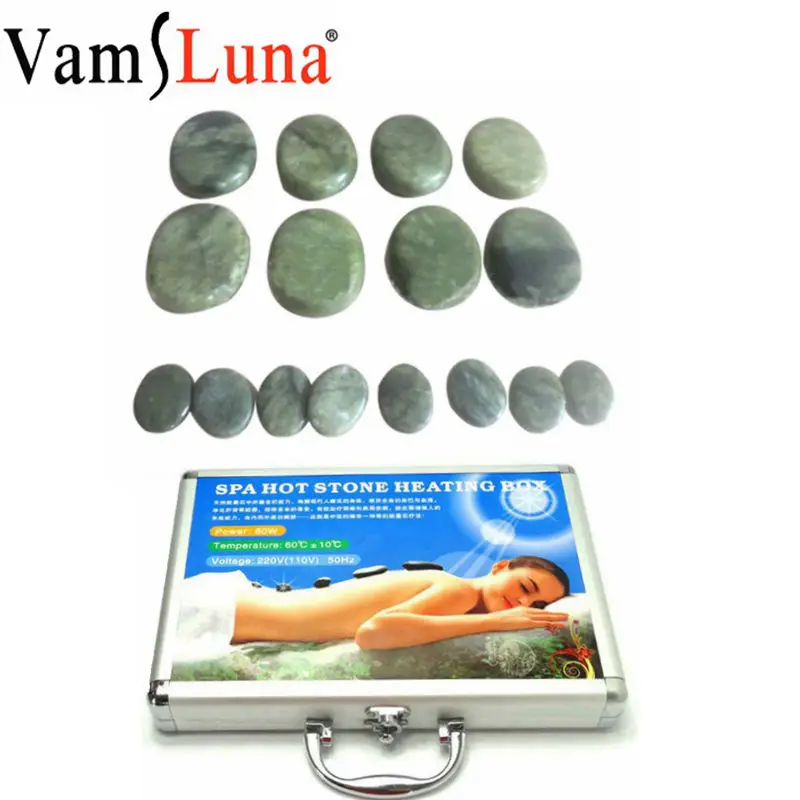 16PCS Green Jade Massage Hot Stone Set and Gem Massage Stone with