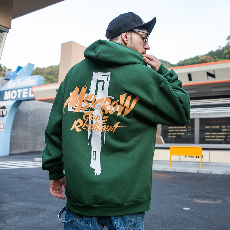 Kopen HISTREX Harajuku God Cross Groene Mannen Hoodies Vrouwen Hip Hop Mode Hooded Hoodie Mannelijk Jasje Man HarajukuFelpe Fleece 56YE8 #