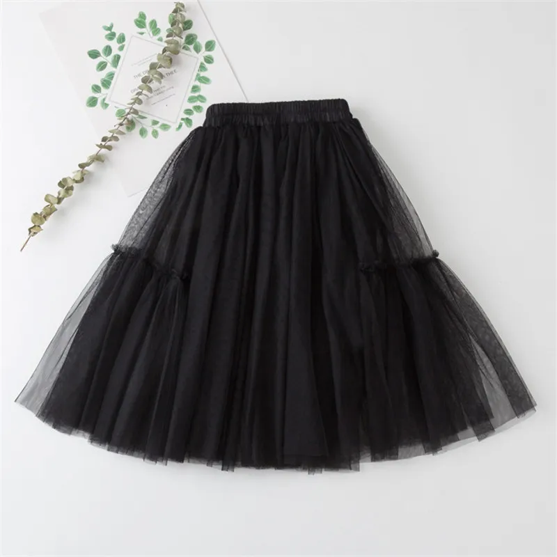 Kids Skirts For Girls Cotton Lace Tutu Pleated Black Pink Gray Children's Clothing 4 6 8 10 12Y Pettiskirt Party Clothes ballet tutu skirt,children skirts