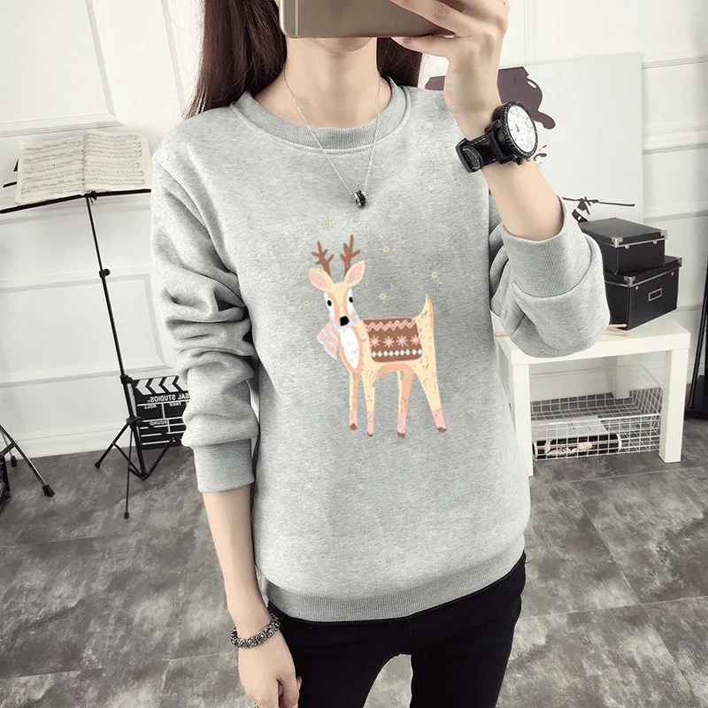 Cena 2019 jesienne i zimowe nowe damskie pogrubienie plus aksamitna bluza z kapturem cartoon sweter z nadrukiem luźne duże rozmiary odzieży damskiej