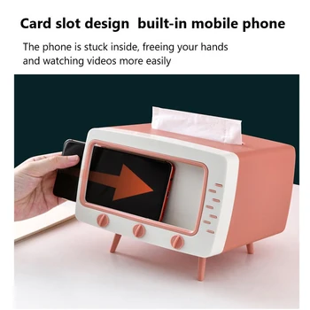 

Multifunctional Tissue Box, Fresh Contrast Color TV-Shape Paper Towel Storage Box with Smartphone Support for Bedroom, Dormitory