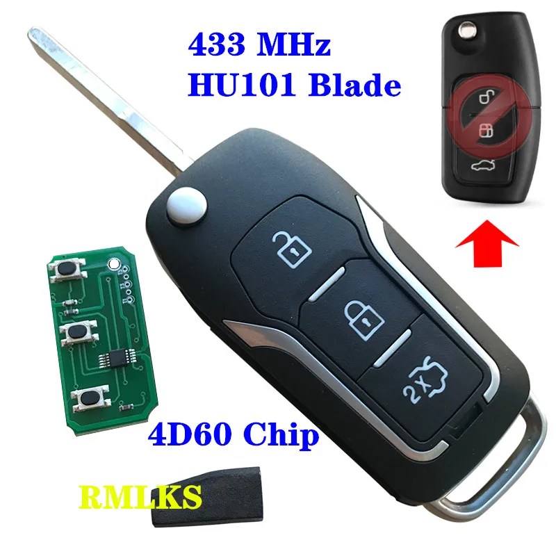 3 Button 433MHZ Flip Remote Control Car Key for Ford Focus 2 3 mondeo Fiesta 3 Button 433MHZ Flip Remote Control Car Key for Ford Focus 2 3 mondeo Fiesta