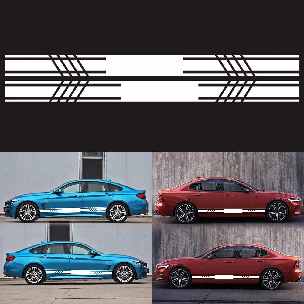 Car Stickers 2PCS Fun Sticker Car Vinyl Car Styling Side Stripes Skirt Sticker Decals Wraps Body Stickers Car Accessories