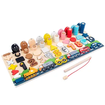 

Wooden Montessori Learning To Count Numbers Matching Digital Shape Match Early Education Teaching Math Fishing Toys For Children