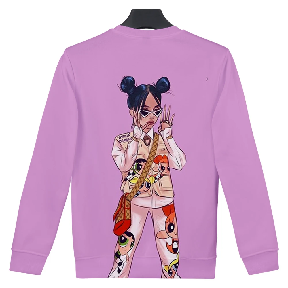 Billie Eilish 3D afdrukken Mode comfortabele Straat O hals Vrouwen/mannen Lange футболка Lange t-shirt Zanger