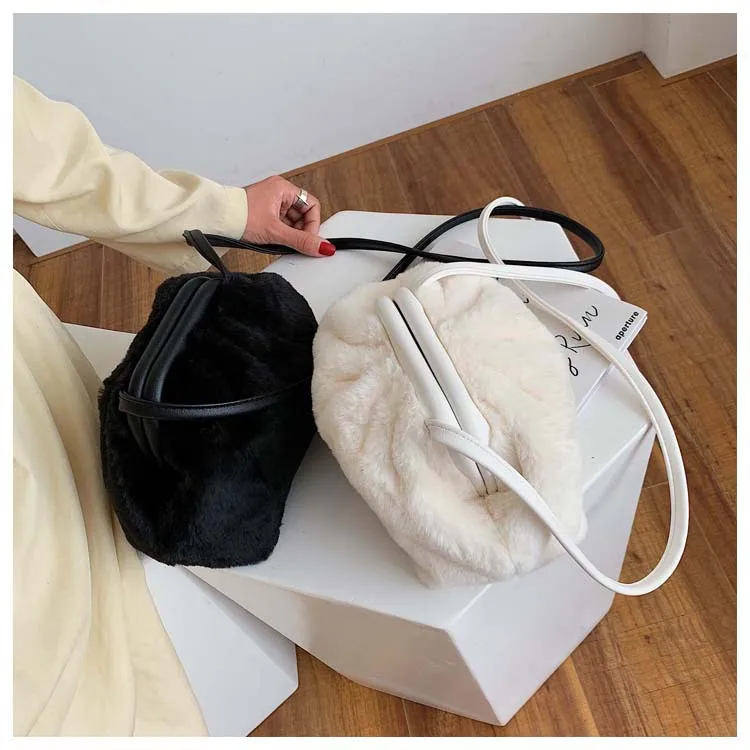 Мягкая облачная сумка-мессенджер для женщин, новинка зимы, сумки через плечо, женские теплые меховые сумки, Дизайнерские клатчи, маленькие кошельки, сумки
