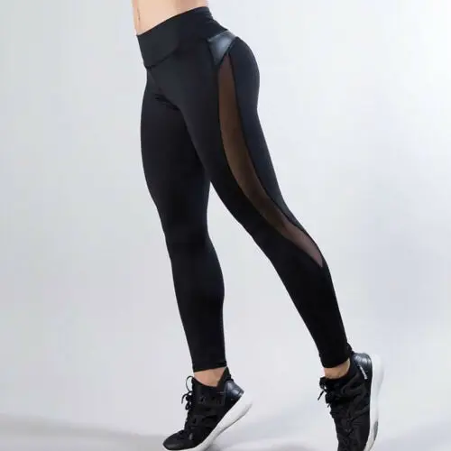 2021 New Fashion Women's Mesh Patchwork Jogger Pants High Waist Trousers Casual Sports Leggings Quick Dry Yoga Pants