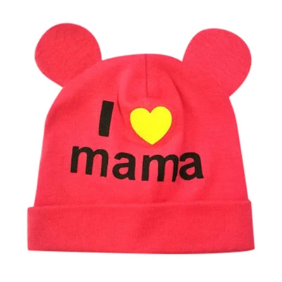 Детские шапки для мальчиков и девочек с надписью «Loving mama», шапка для новорожденных, модная детская хлопковая мягкая шапка, шапки для сна, Теплый головной убор для детей 0-10 месяцев, A20 - Цвет: Красный