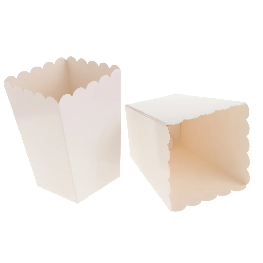 12pcs Pure White Movie Theater Popcorn Boxes Containers Paper Popcorn Bags