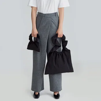 

Women Handbag Modern Fashion Ruffles Romantic Solid Casual Tote Canvas Ruched Mini Simple For Elegant Ladies Female Shoulder Bag