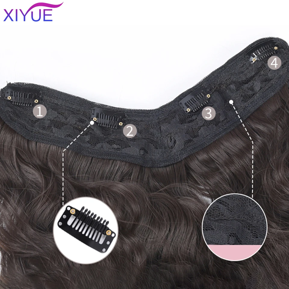 Long Wavy Culry U-Shaped Half Wig for Women Natural Female Long Black Brown Water Ripple Wigs Heat Resistant Synthetic Fake Hair