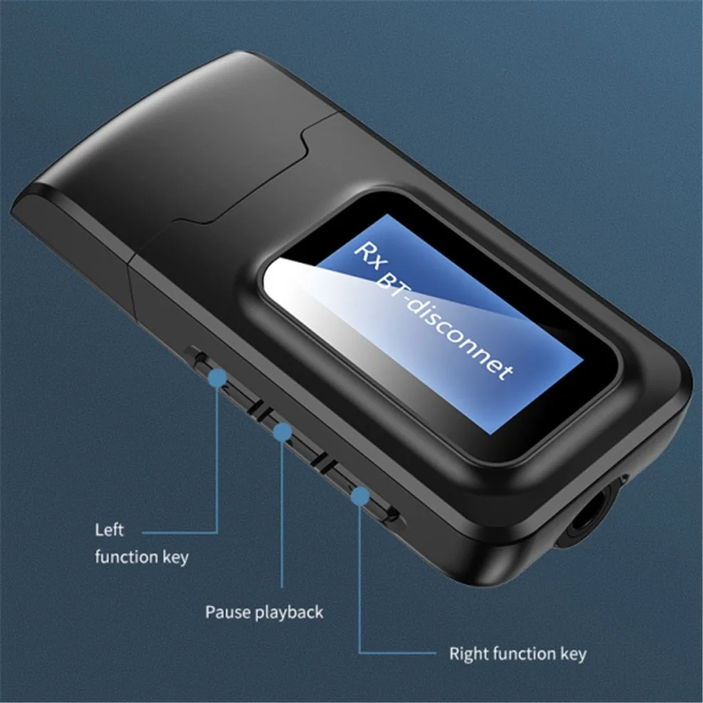 Bluetooth 5.0 Receiver Transmitter Wireless Audio Adapter With EDR LCD Display 3.5MM 3.5 AUX for Car PC Headphones Mic TV bluetooth adapter