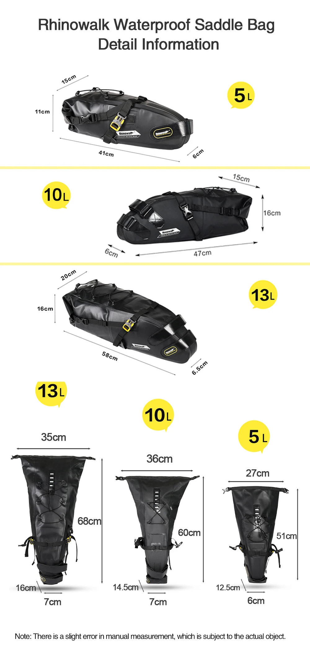 Rhinowalk 5L велосипедная Водонепроницаемая велосипедная седельная сумка Светоотражающая большая емкость Складная задняя Сумка для езды на велосипеде MTB Trunk Pannier