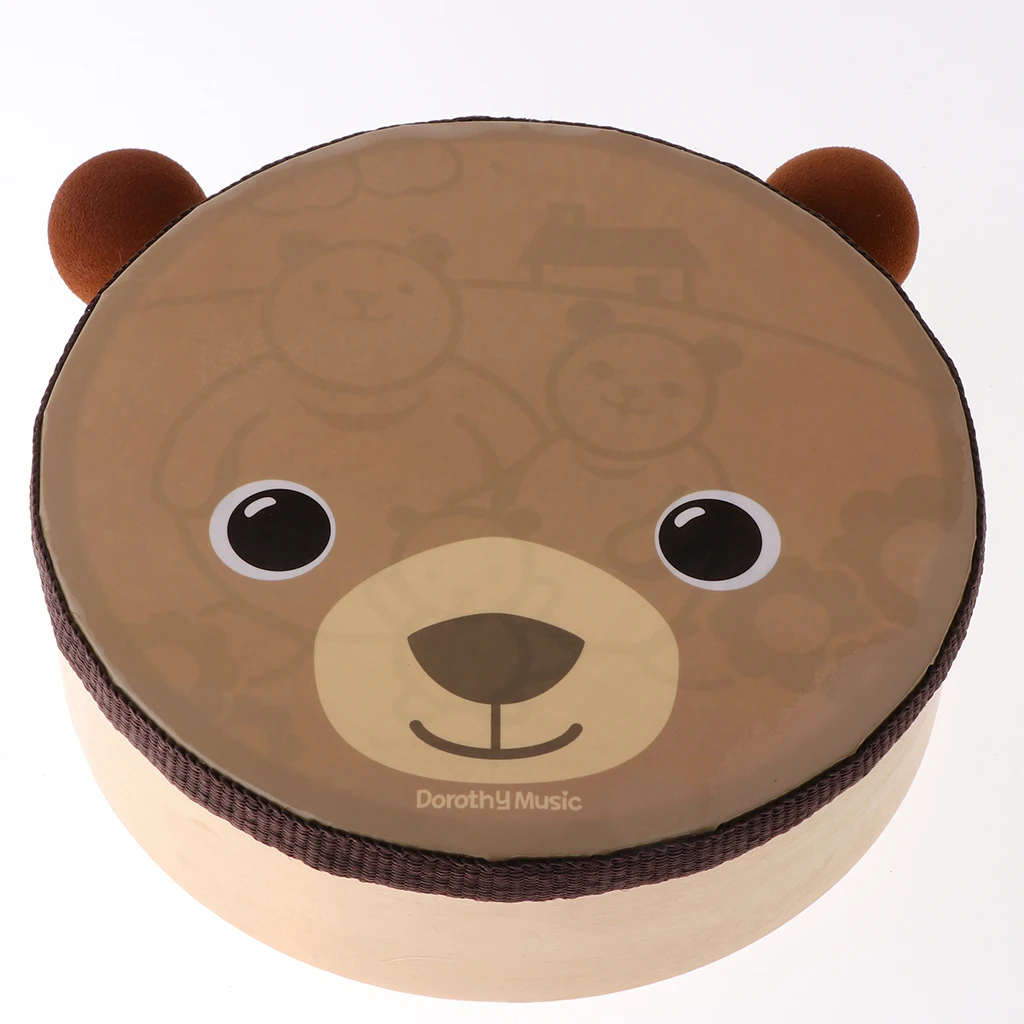 Cartoon Bear Pattern Drum Musical Toy Percussion Musical Instrument with Drum Sticks Mallet for Children Kids Educational Tools musical percussion instruments