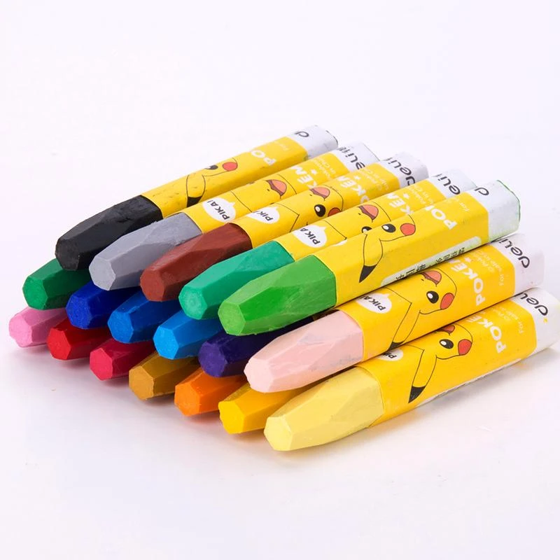 12 18 Colors Wax Crayon Oil Pastel Cute Pokemon Pikachu Drawing Painting Graffiti Pen For Kids School Office Art Supplies Gifts Stationery Set Aliexpress