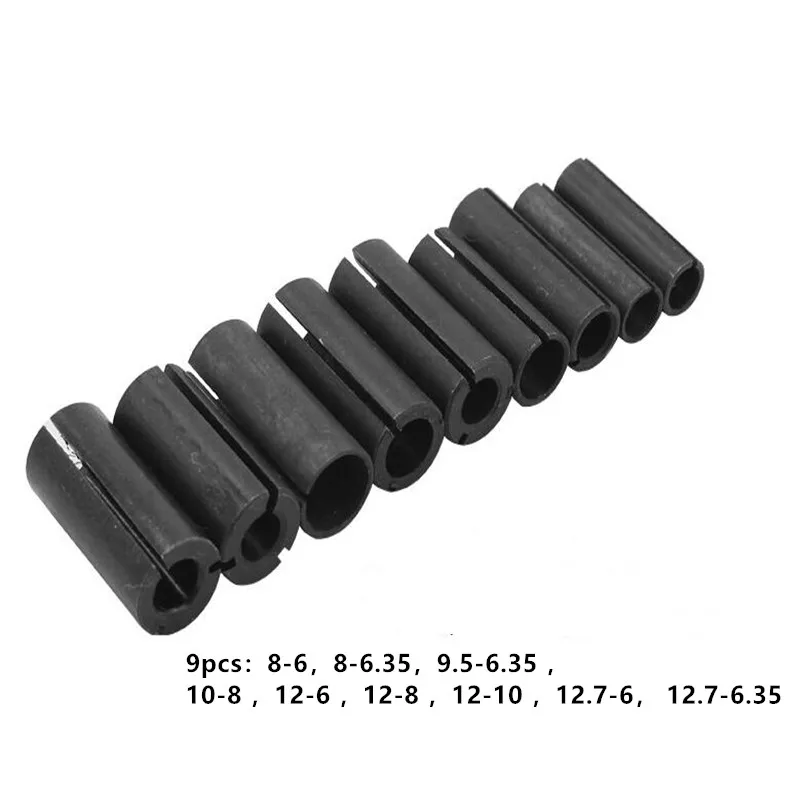 

9pc CNC Router Bit High Precision Adapter Collet Adapter Chuck Collet Shank Milling Cutter Tool 6mm 6.35mm 8mm 10mm 12mm 12.7mm