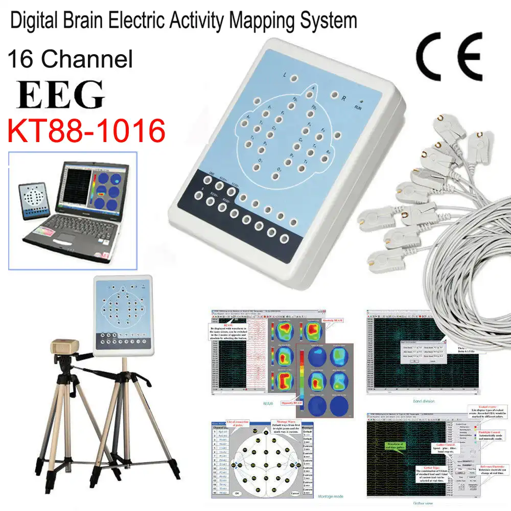 Kt88 1016 16 قناة إيغ آلة الرقمية الدماغ نشاط كهربائي رسم الخرائط أنظمة الكمبيوتر التحليل التلقائي الدماغ رسم الخرائط الماسح الضوئي سي فدا Aliexpress