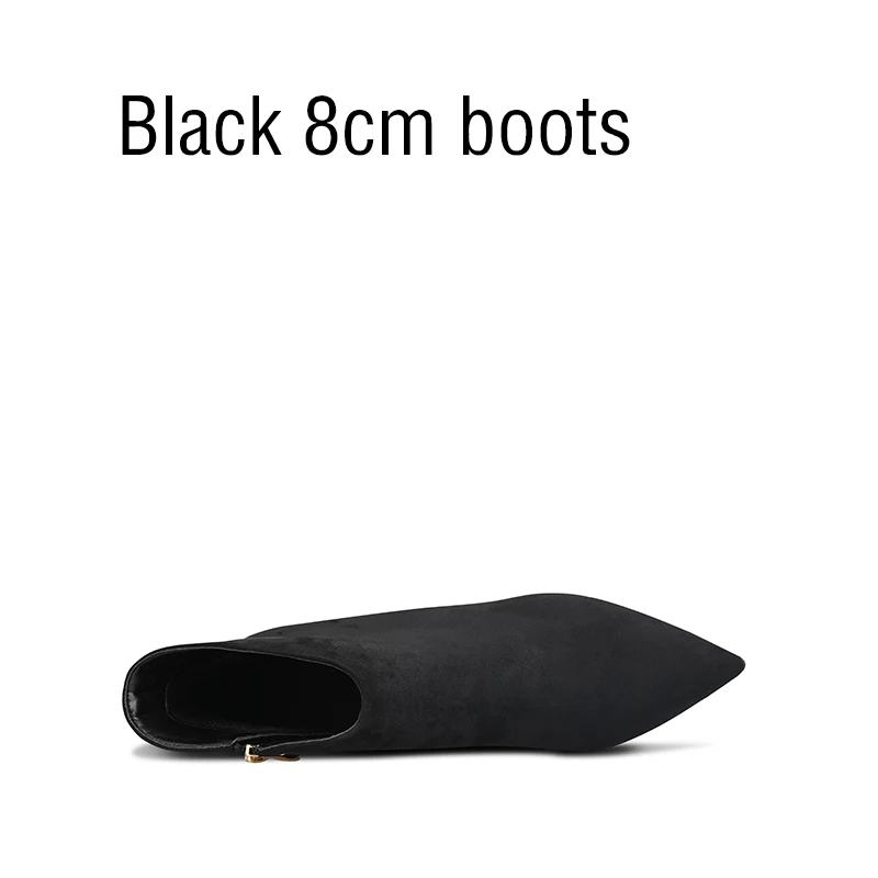 Black 8cm heel GOXEOU/Новинка года; женские ботинки; Полусапоги; демисезонные туфли-лодочки; пикантные туфли на высоком тонком каблуке с острым носком ручной работы; ; size32-46 - Цвет: Black 8cm heel