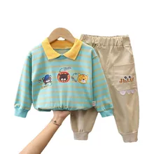 T Shirt et pantalon en coton pour bébés garçons et filles, vêtements de sport décontractés, dessin animé, nouvelle collection printemps automne, 2 pièces/ensemble