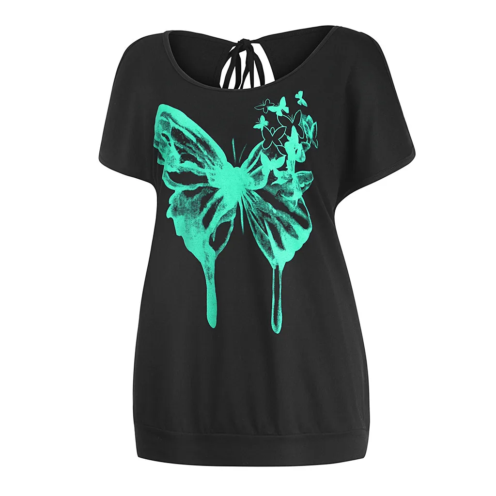 Free Ostrich Women Summer Tops O-neck Butterfly Print Short Sleeve T-shirts Graphic Dropshipping 0717 | Женская одежда