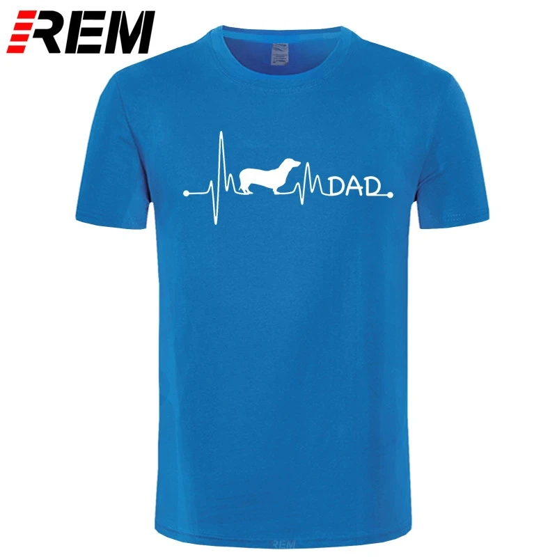 REM heartbeat pulse line такса teckel dad dog Подарочная футболка на заказ стандартная с круглым