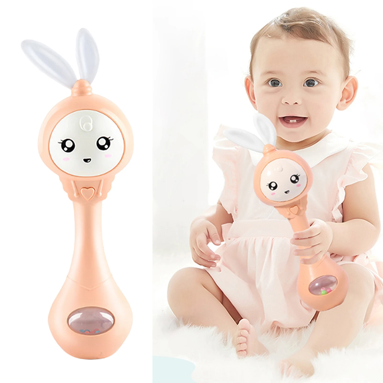 Cartoon Rabbit Baby Shaking Rattle Hand Bell Music Light Teether Toy Newborn Stroller Crib Infant Pacifier Toy Cartoon Rabbit Baby Shaking Rattle Hand Bell Music Light Teether Toy Newborn Stroller Crib Infant Pacifier Toy
