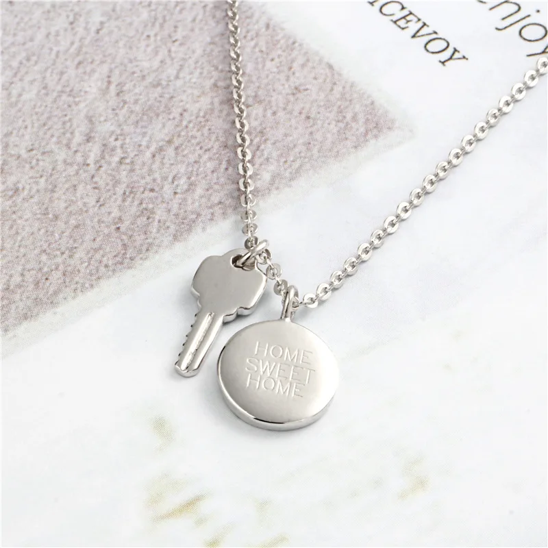 key and letter brand necklace 100% 925 Sterling silver nacklace Jewellery Clavicle chain pendant charms
