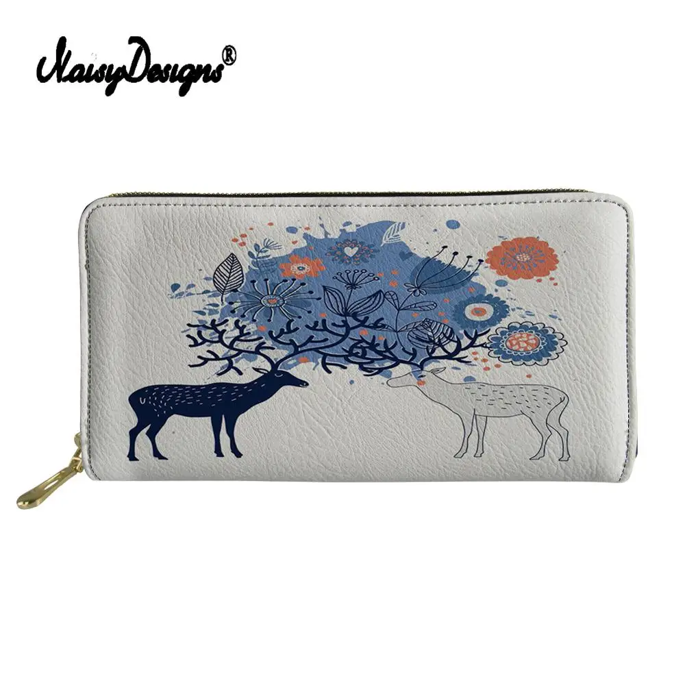 

Custom Images Ladies Wallet 3D Christmas Elk Print Fashion Women Leather Purse Multifunction Women Wallet with Zipper Money Bags