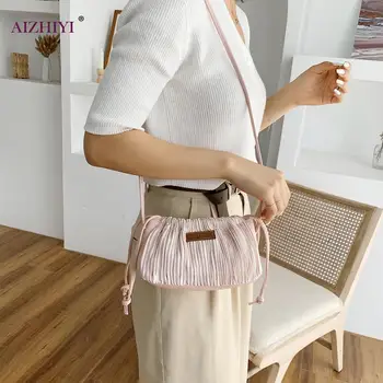 

Women Drawstring Crossbody Bag PU Leather Classic Texture Delicate Creative Design Chic Female Small Purse Shoulder Handbags
