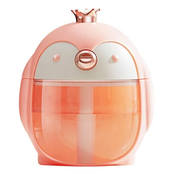 

Portable Ultrasonic Humidifier Cute Pet Penguin 300ML Air USB Aroma Essential Oil Diffuser with Color Night Lamp Pink