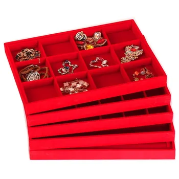

12 Grids Multi-Purpose Ring Compartment Velvet Holder Jewelry Display Tray