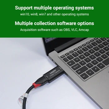 

Audio Video Capture Cards HDMI to USB2.0 1080P Record Live Recording Box Black GK99