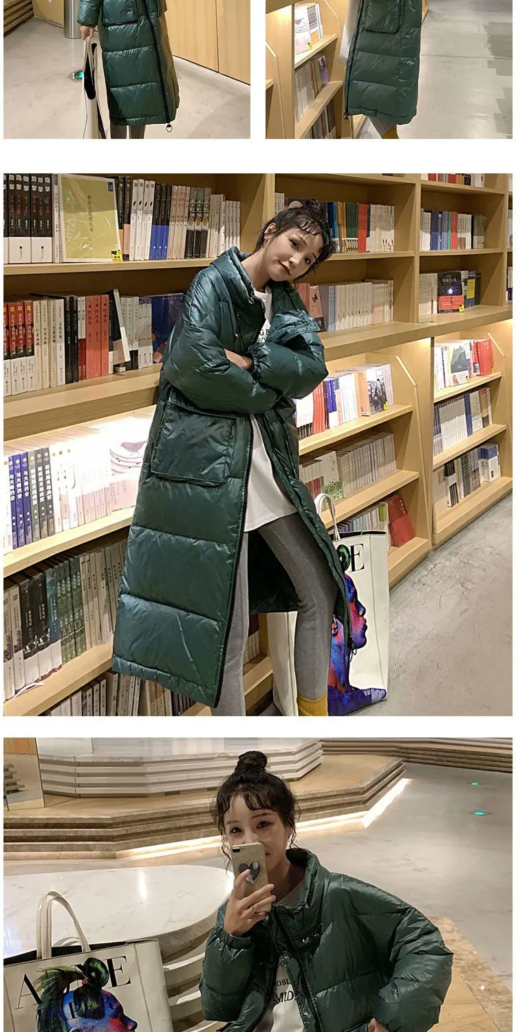 Новинка, зимнее длинное теплое пальто с высоким воротником, длинными рукавами, на молнии, плотное, с карманами, женское, водонепроницаемое, F672