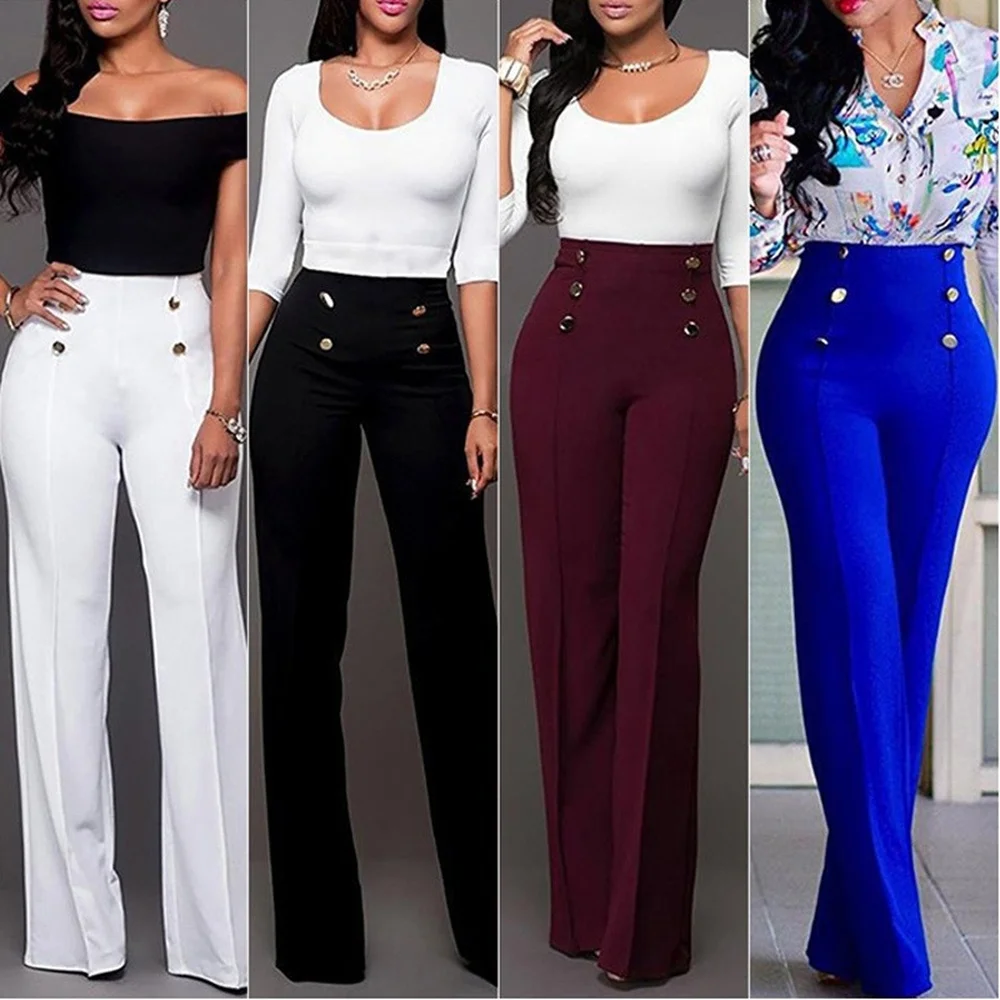ZOGAA Slim Women's Solid Pant High Waist Wide Leg Pants Office Lady Business Loose Pants Straight Trousers Formal Trousers Lady
