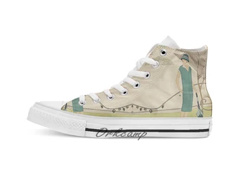 

Strolling Through The Park 1920's Custom Casual High Top lace-up Canvas shoes sneakers Drop shipping