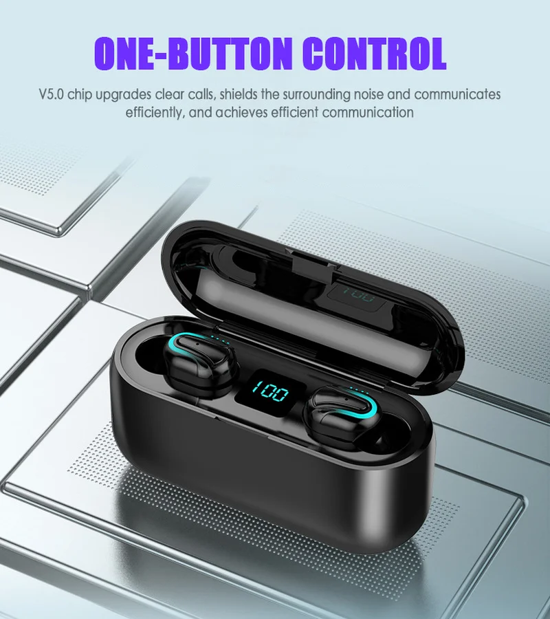 Беспроводные наушники Bluetooth V5.0 TWS светодиодный ные со светодиодным дисплеем и
