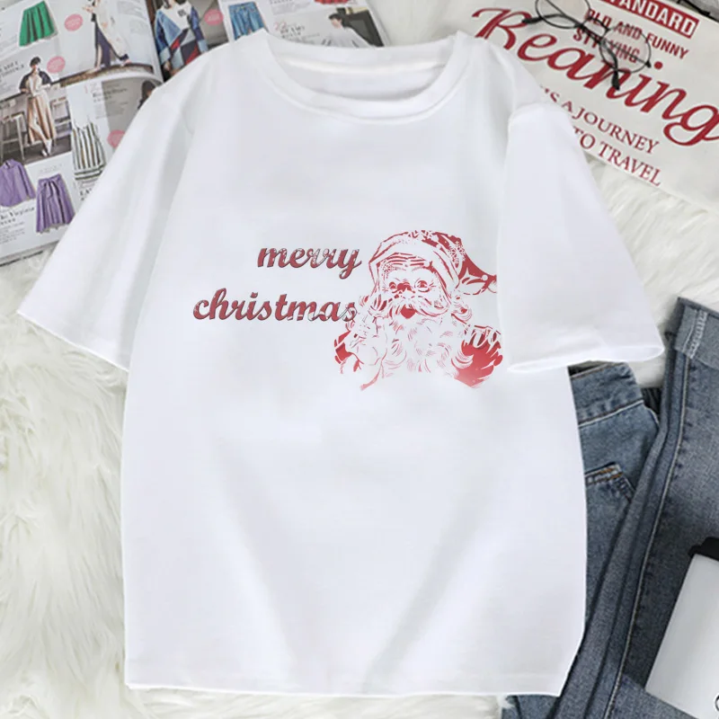 Модный Пижамный костюм с надписью «My Christmas» с милым оленем, женская футболка в стиле Харадзюку, повседневный Белый Топ, женская футболка