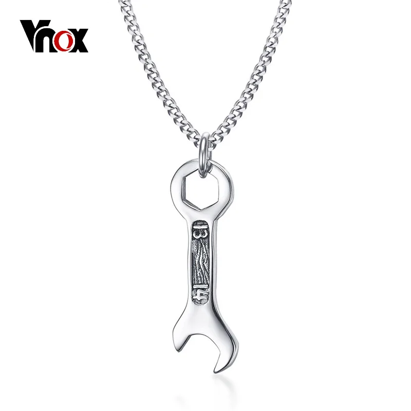 Vnox Cool Wrench Spanner Pendant Men Necklace 24" Chain High Quality