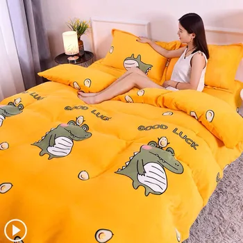 

JUSTCHIC Flannel Fleece Winter Quilt Cover Double-sides Velvet Warm Comforter Cover Home Textile Bedding Sofa Blanket 200x230cm