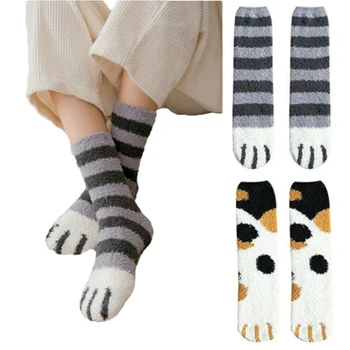 

2020 Baby Stuff Accessories Winter Cat Claws Thick Warm Sleep Floor Socks Plush Coral Fleece Girl Socks Japanese Style Kwaii