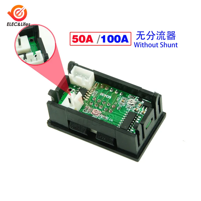 Digital Voltmeter Ammeter DC 100V 10A 50A 100A LED Display Panel Tester