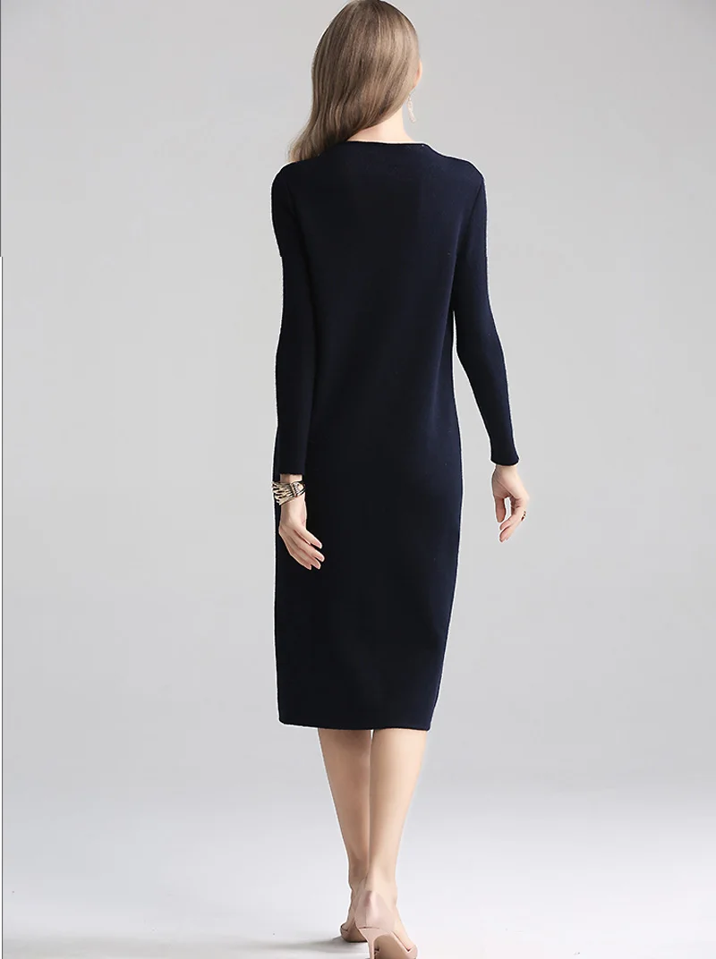 Высококачественное осенне-зимнее платье в китайском стиле, винтажное вышитое цветочное элегантное женское свободное вязаное шерстяное вечернее платье M-XL
