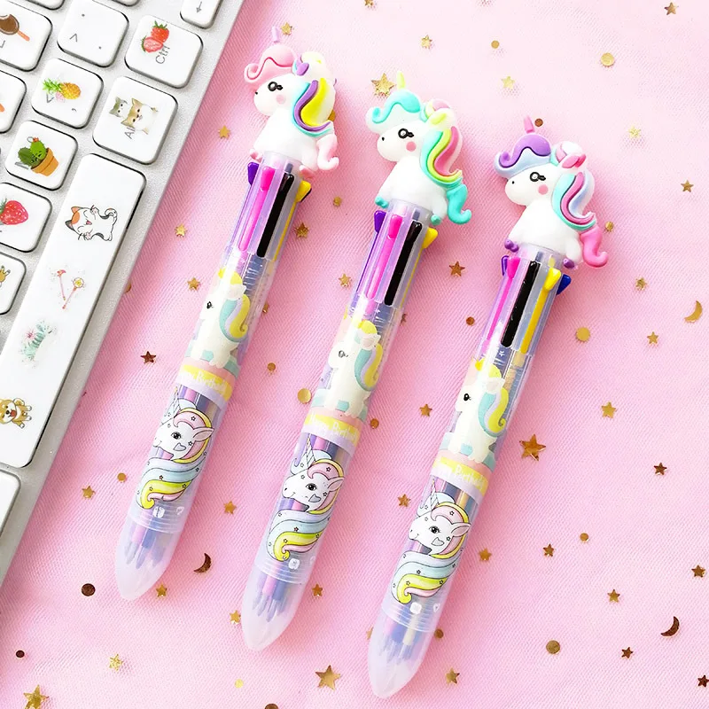 

1 Pcs Cute Unicorn 8 Color Ballpoint Pen Student Multifunction Writing Pen Office School Stationery Supply